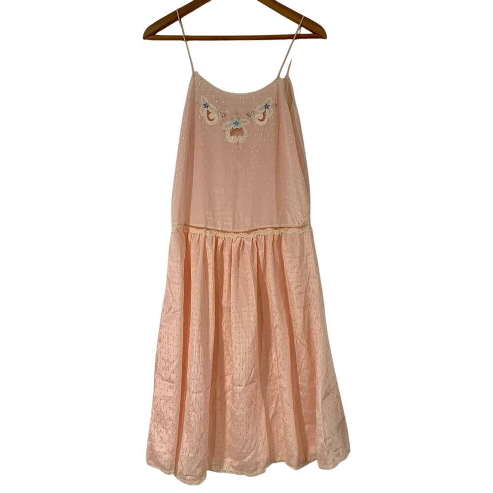 Vintage 90’s Erika Taylor Pale Pink Slip Chemise Small